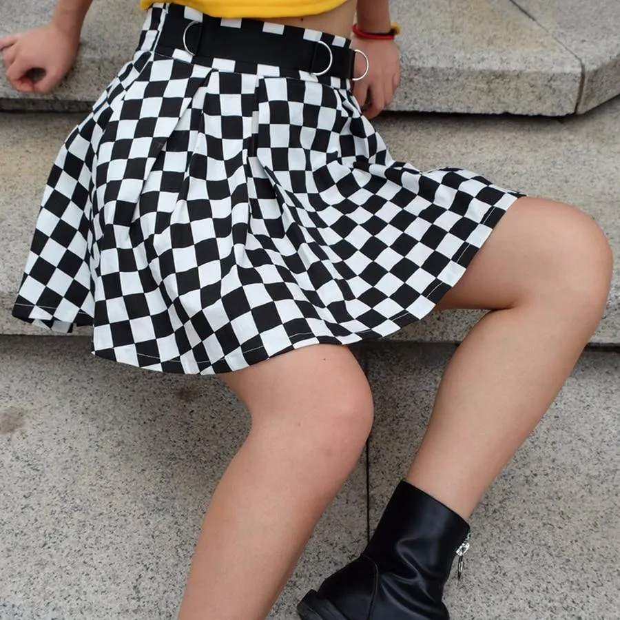 Checkered Pleated Skirt