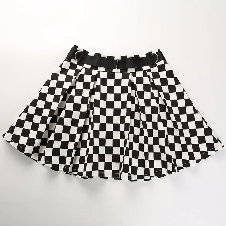 Checkered Pleated Skirt