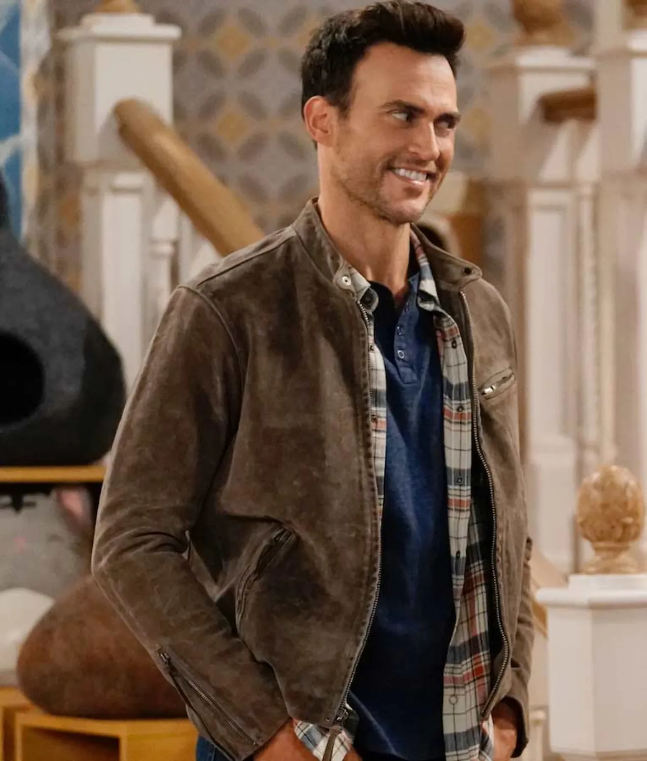 Cheyenne Jackson Call Me Kat Leather Jacket | ABBRACI