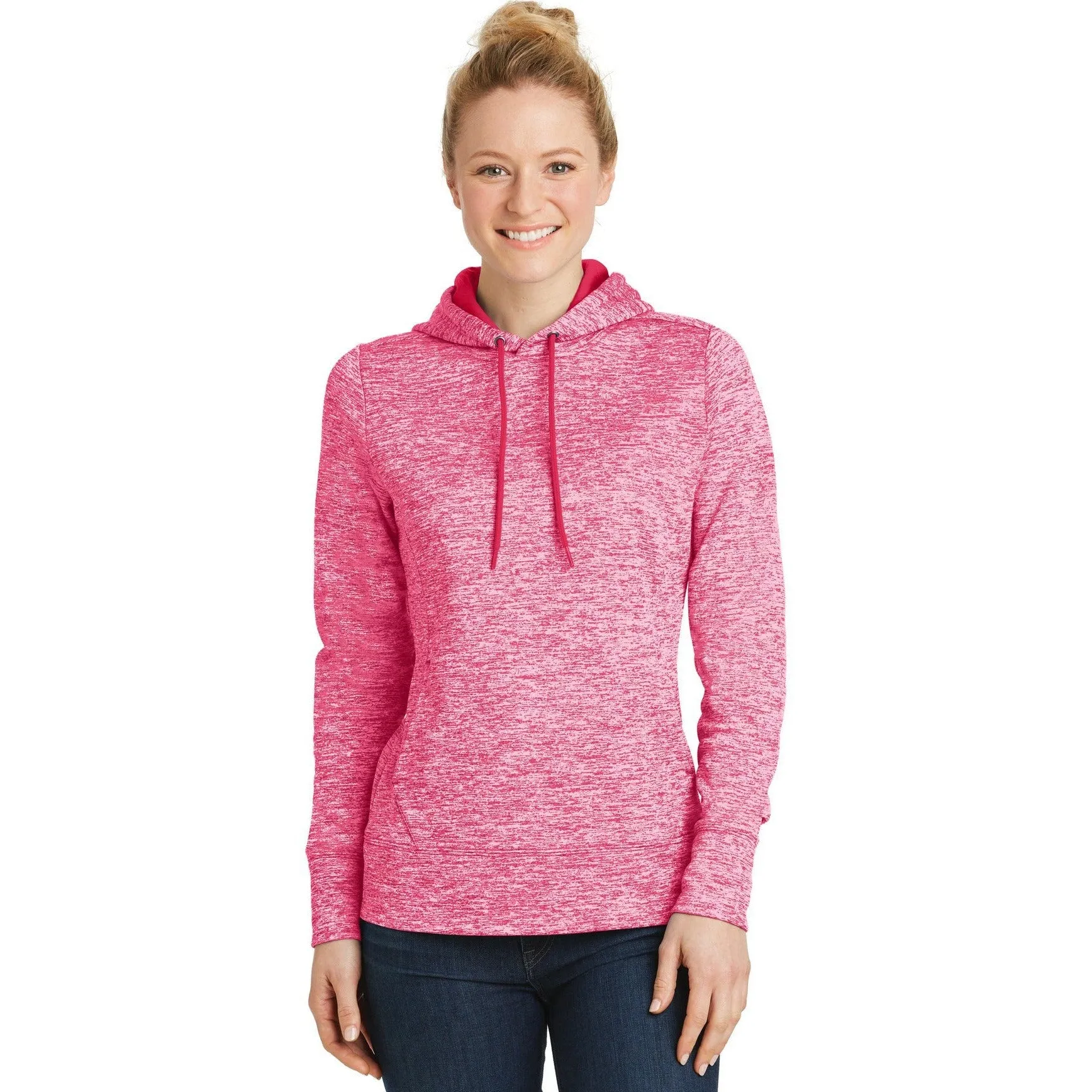 CLOSEOUT - Sport-Tek Ladies PosiCharge Electric Heather Fleece Hooded Pullover