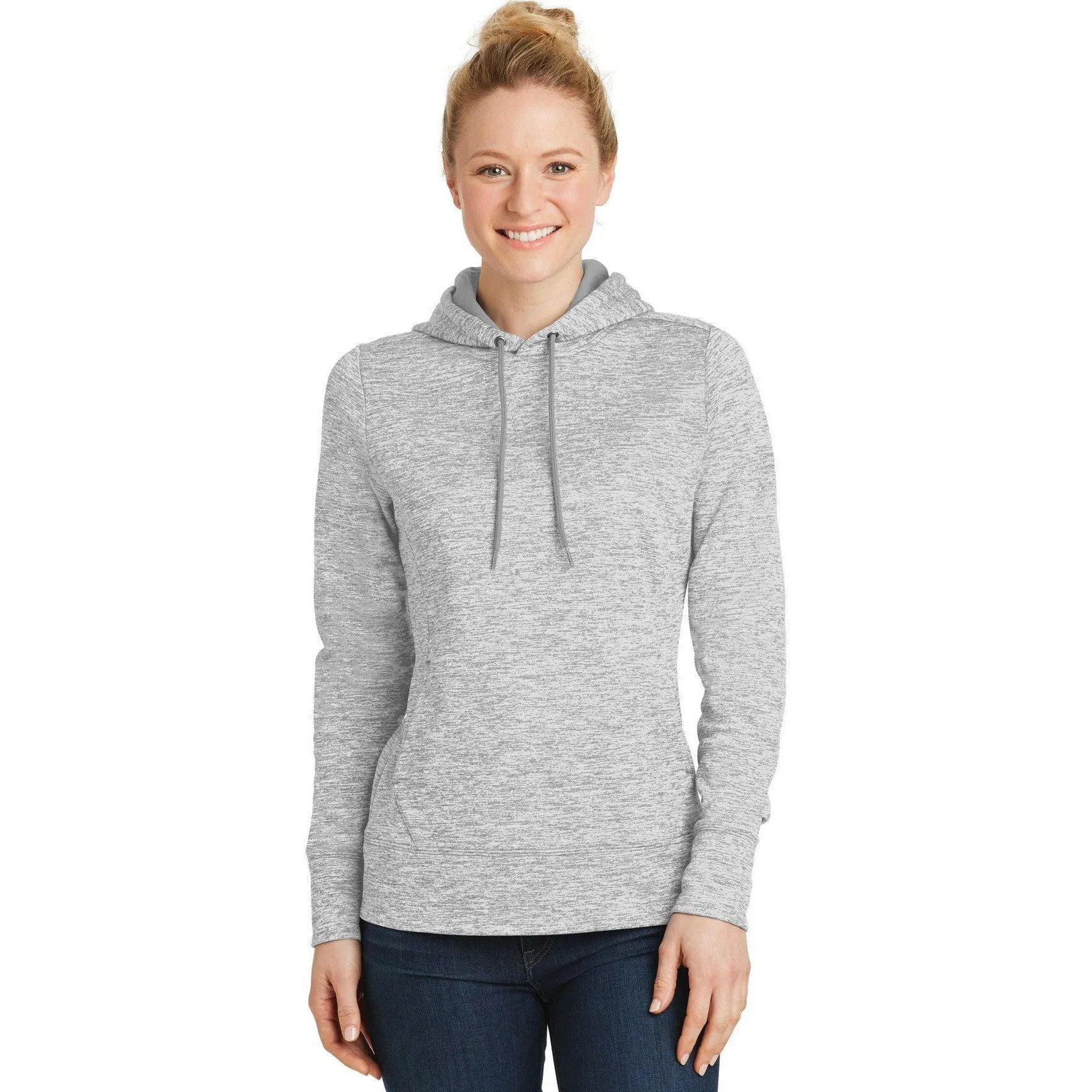 CLOSEOUT - Sport-Tek Ladies PosiCharge Electric Heather Fleece Hooded Pullover