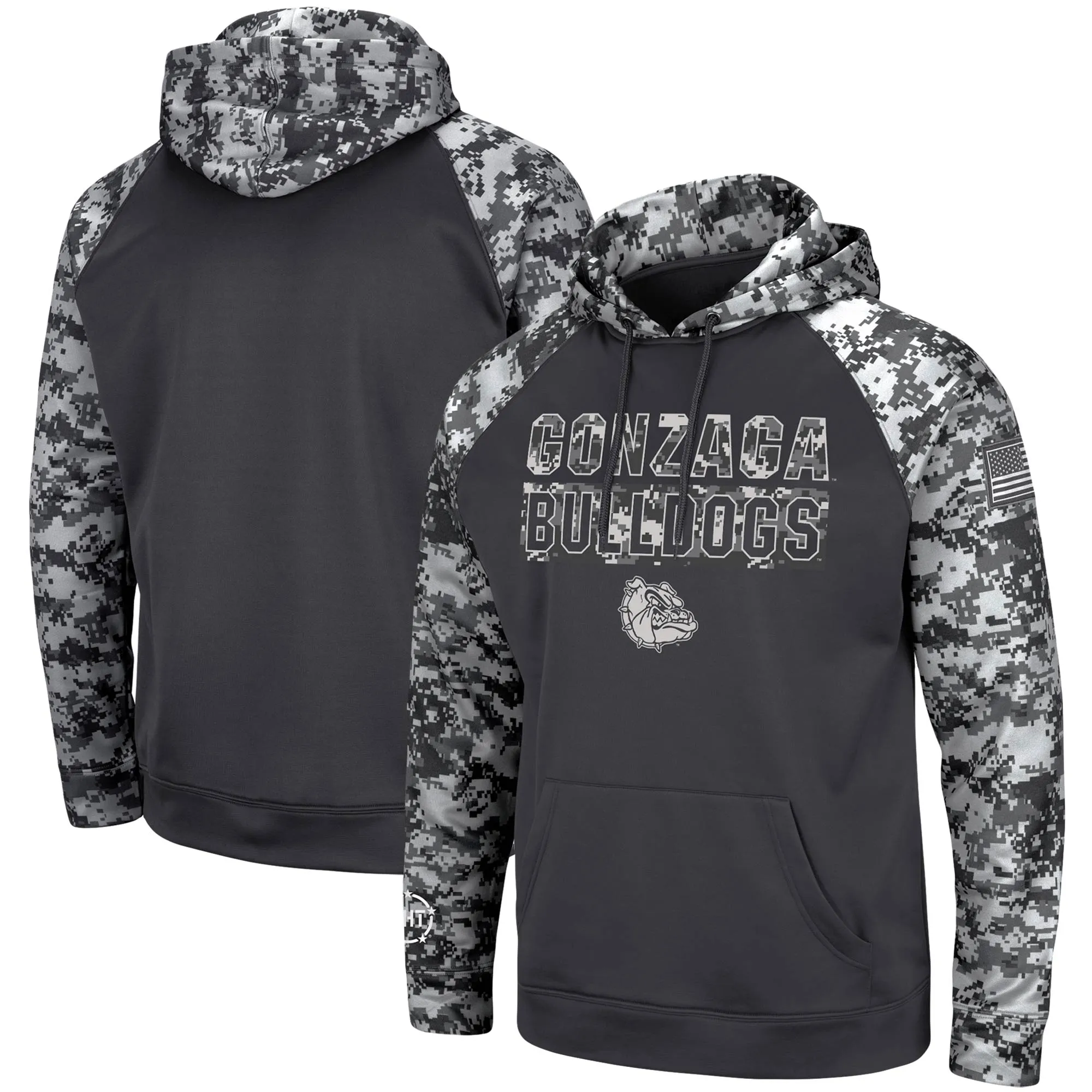 Colosseum Gonzaga Bulldogs Charcoal OHT Military Appreciation Digital Camo Pullover Hoodie