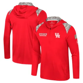 Colosseum Houston Cougars Red OHT Military Appreciation Quarter-Zip Hoodie Jacket