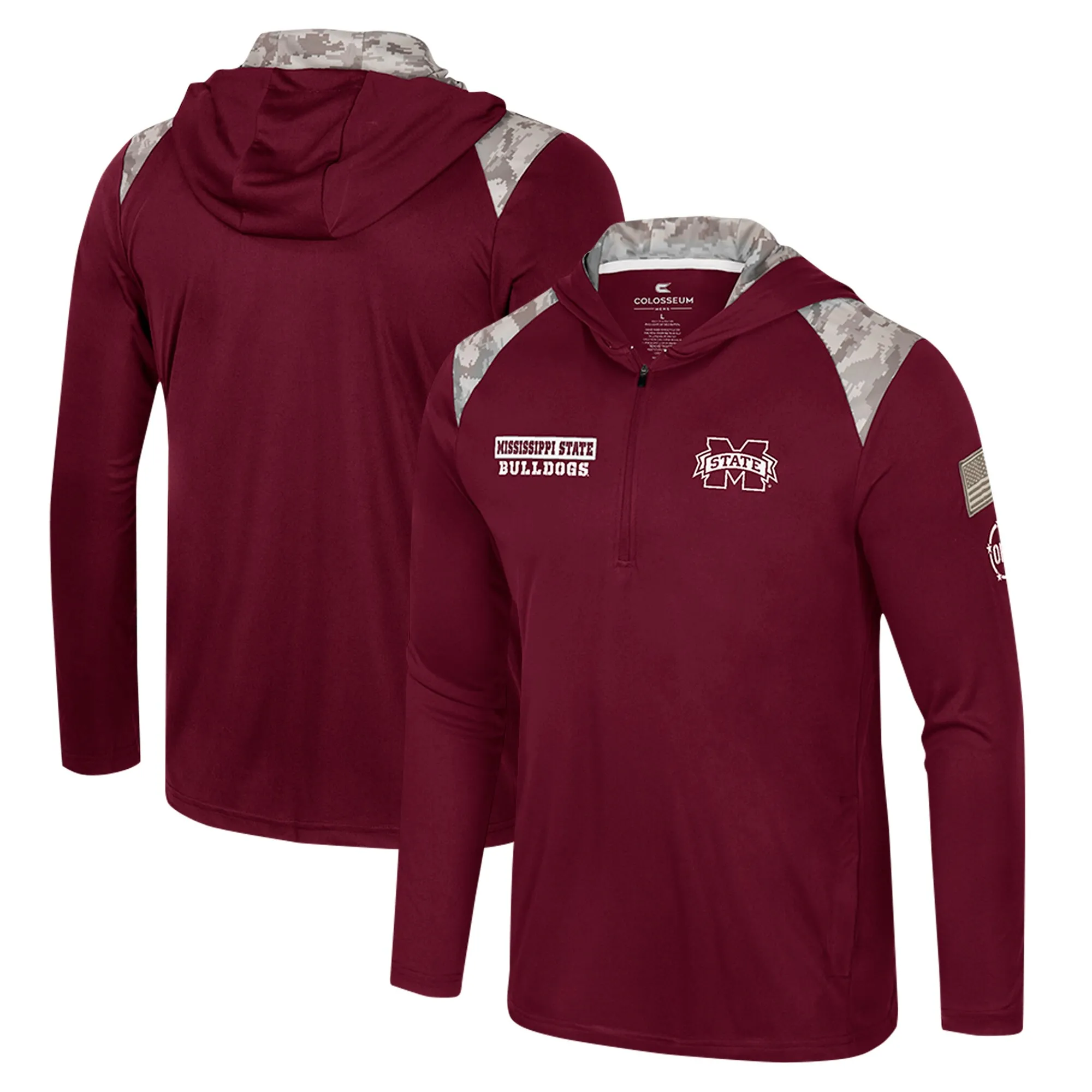 Colosseum Mississippi State Bulldogs Maroon OHT Military Appreciation Quarter-Zip Hoodie Jacket