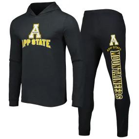 Concepts Sport Appalachian State Mountaineers Black/Charcoal Meter Pullover Hoodie & Pant Sleep Set