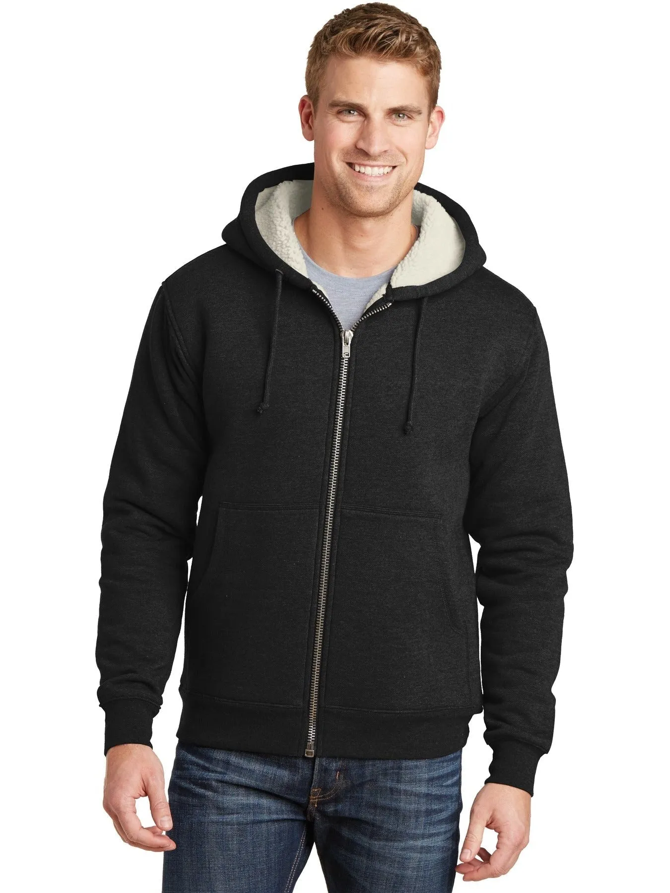 CornerStoneHeavyweight Sherpa-Lined Hooded Fleece Jacket