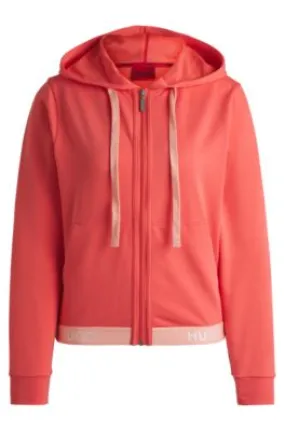 Cotton-blend zip-up hoodie with logo waistband