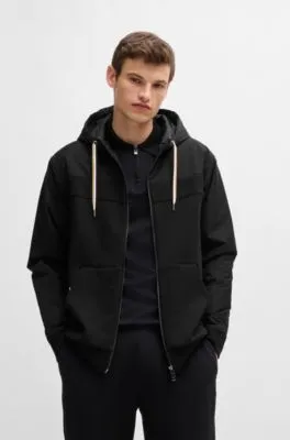 Cotton-blend zip-up hoodie with tonal insert