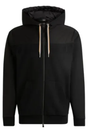 Cotton-blend zip-up hoodie with tonal insert