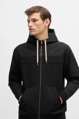 Cotton-blend zip-up hoodie with tonal insert