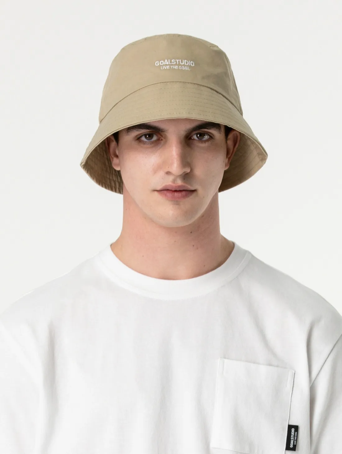 COTTON WASHED BUCKET HAT-BEIGE