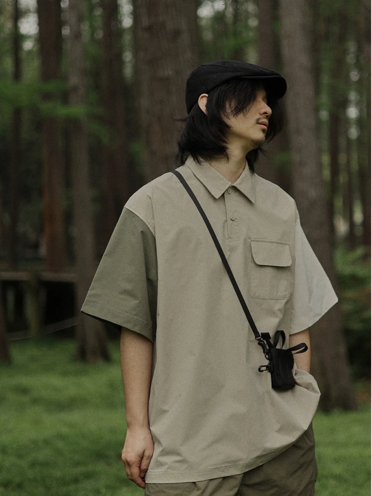 Crisis youth workwear short-sleeved shirt men's mountain style outdoor camping style Japanese style retro casual Internet celebr