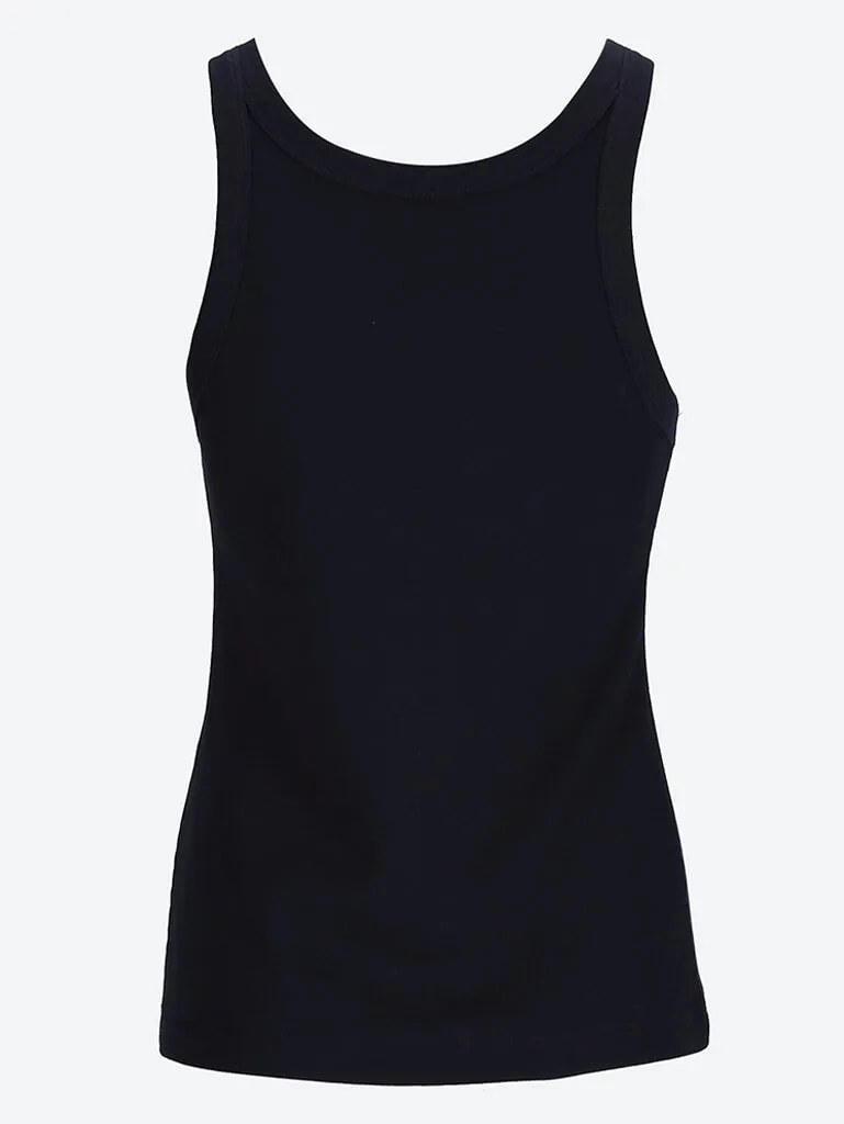 Curved rib tank top black