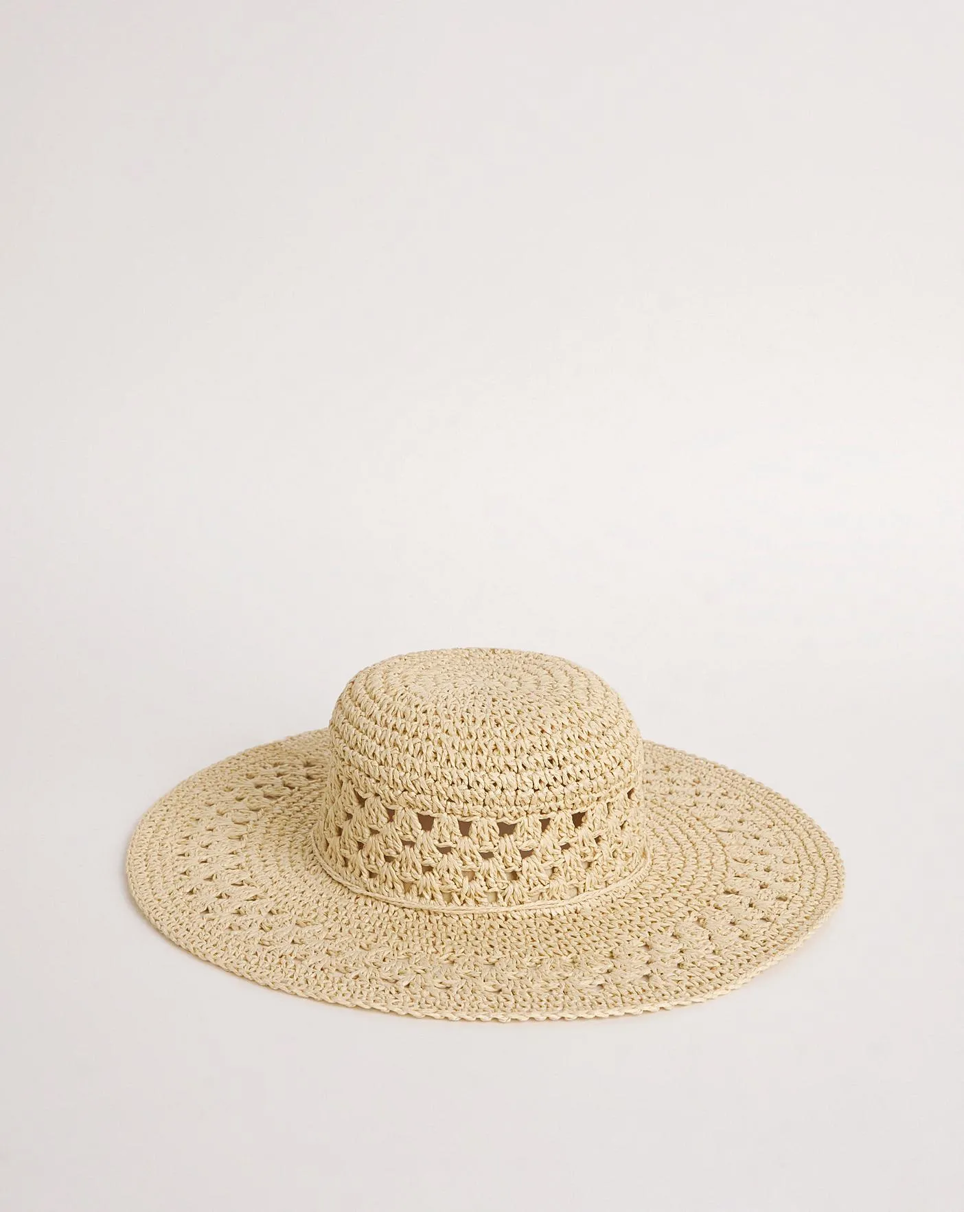 Cut Out Detail Wide Brim Straw Hat