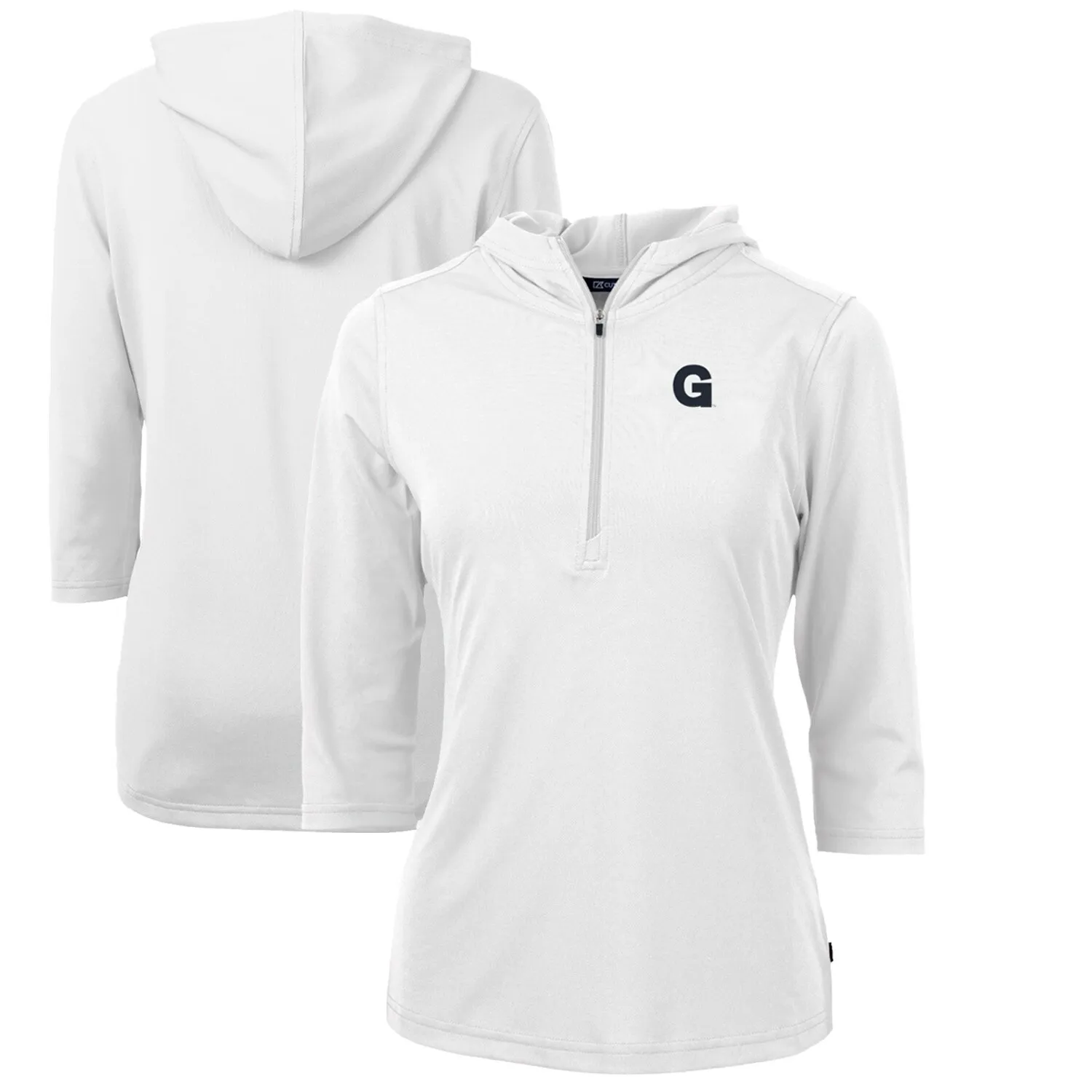 Cutter & Buck Gonzaga Bulldogs Women's White Vault Virtue Eco Pique Recycled Half-Zip Pullover Hoodie