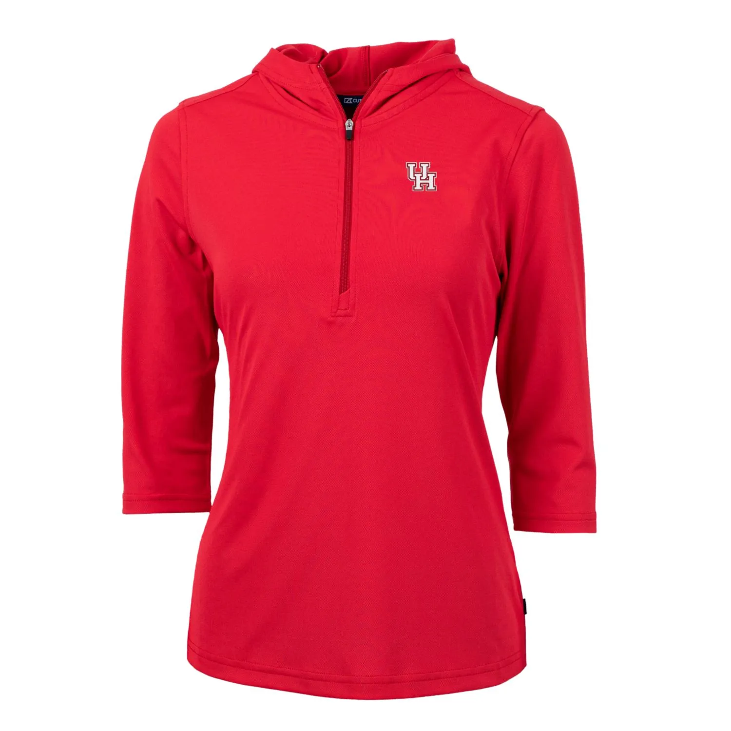 Cutter & Buck Houston Cougars Women's Red Virtue Eco Pique Half-Zip 3/4 Sleeve Pullover Hoodie