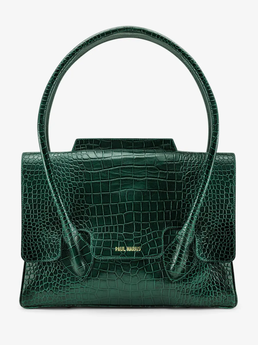 Dark Green Leather Handbag for Women - Colette M Alligator Malachite | PAUL MARIUS