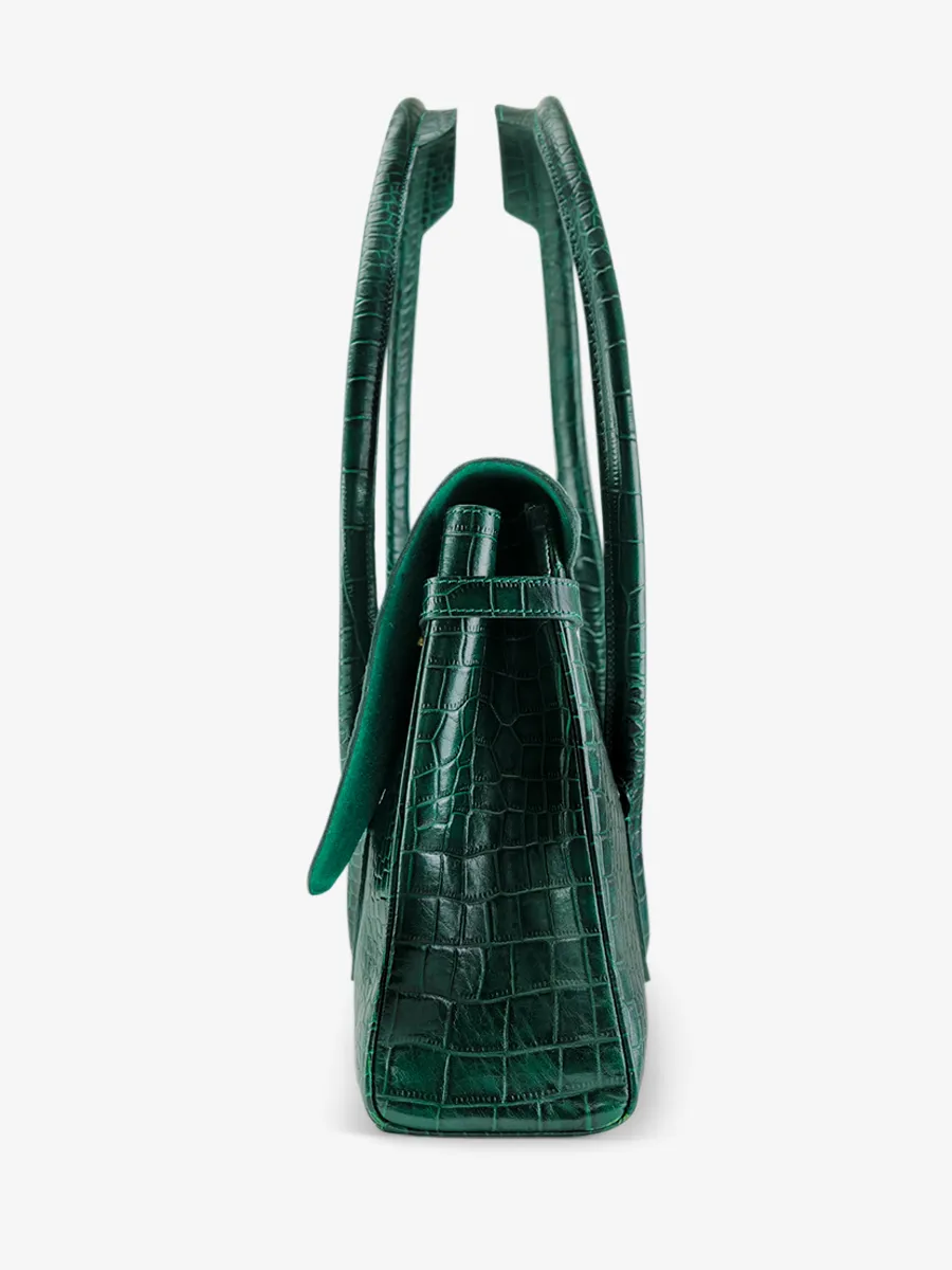 Dark Green Leather Handbag for Women - Colette M Alligator Malachite | PAUL MARIUS