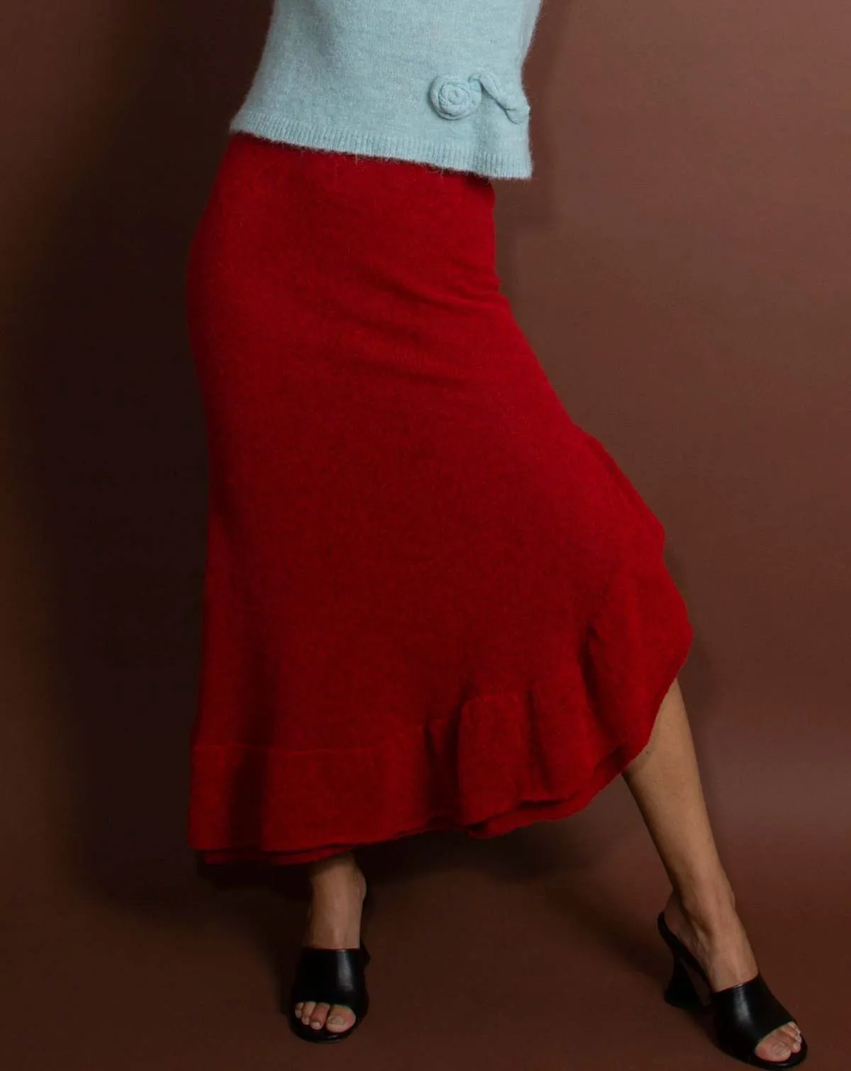 Davina Ruffle Skirt - Red