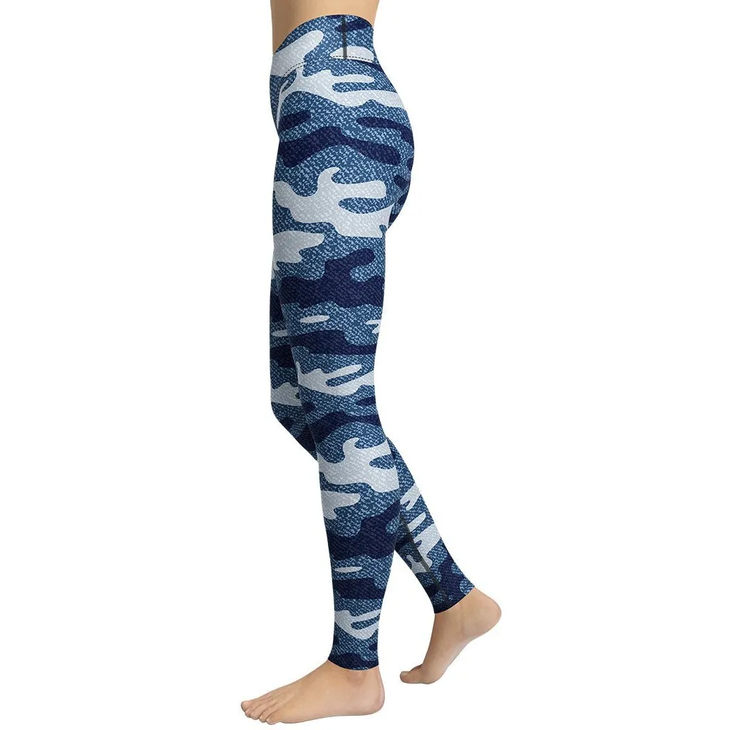 Denim Camo Print Yoga Leggings