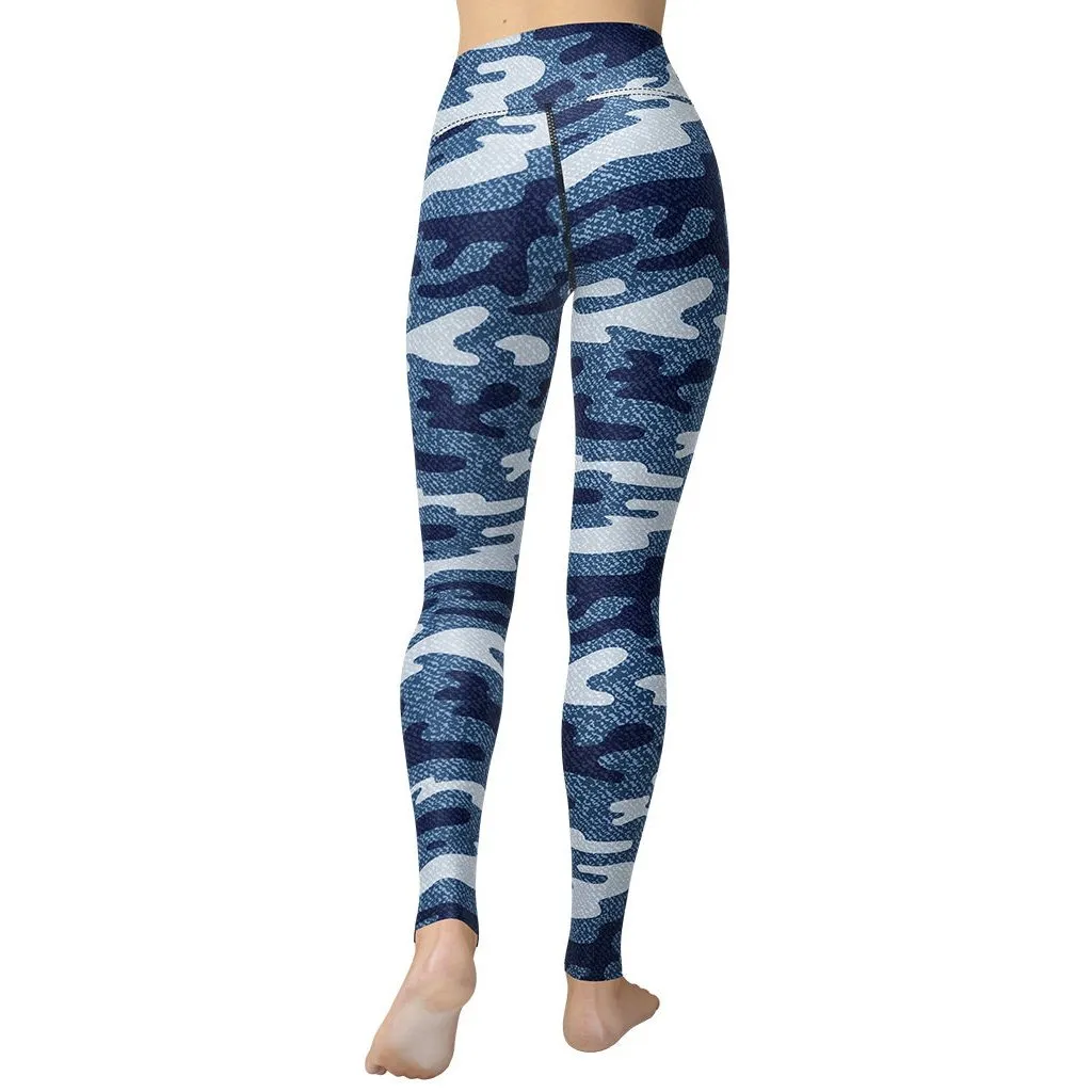 Denim Camo Print Yoga Leggings