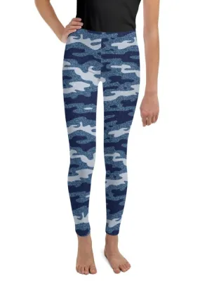 Denim Camo Print Youth Leggings