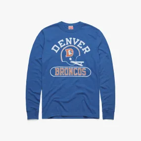 Denver Broncos Throwback Helmet Long Sleeve Tee