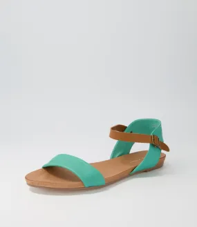 DJANGO & JULIETTE Jinnit Lrg Light Emerald Tan Leather Sandals