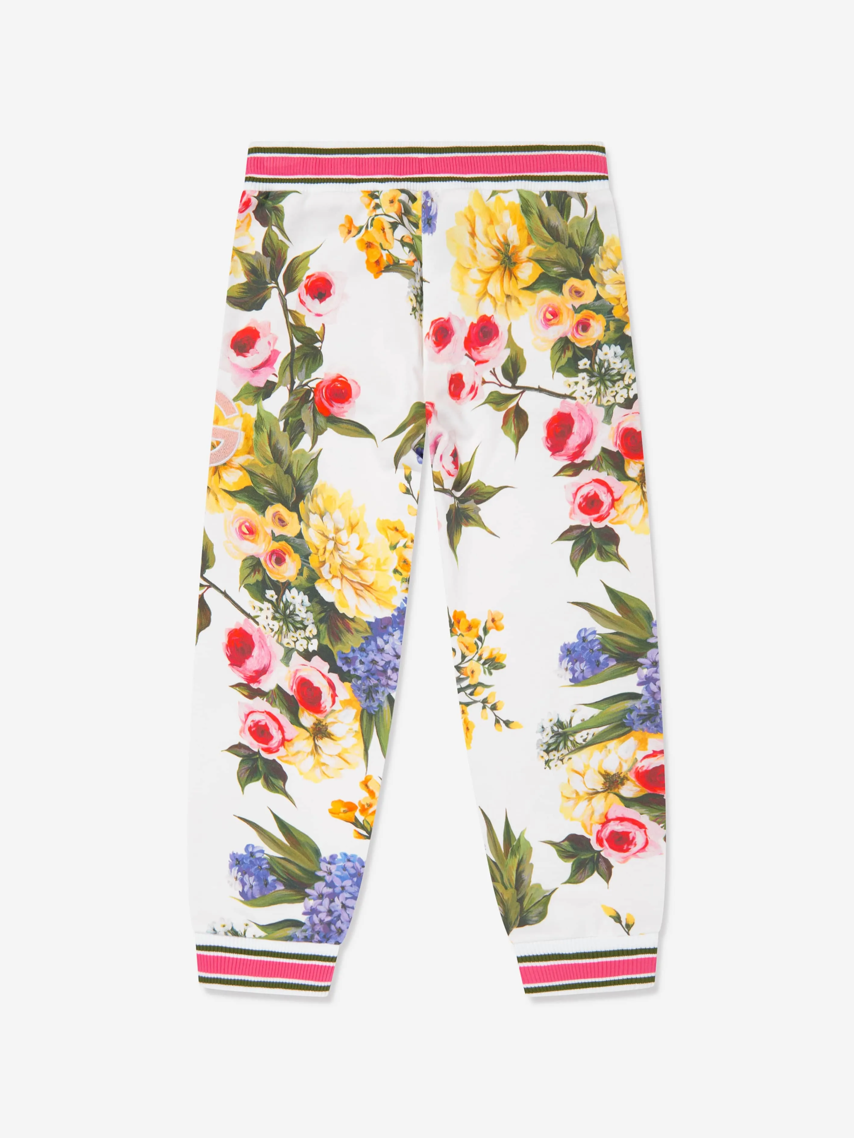 Dolce & Gabbana Girls Flower Print Joggers in Multicolour