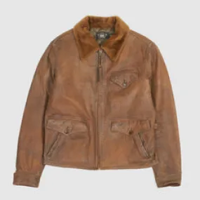 Double RL Shearling- Collar Leather Jacket