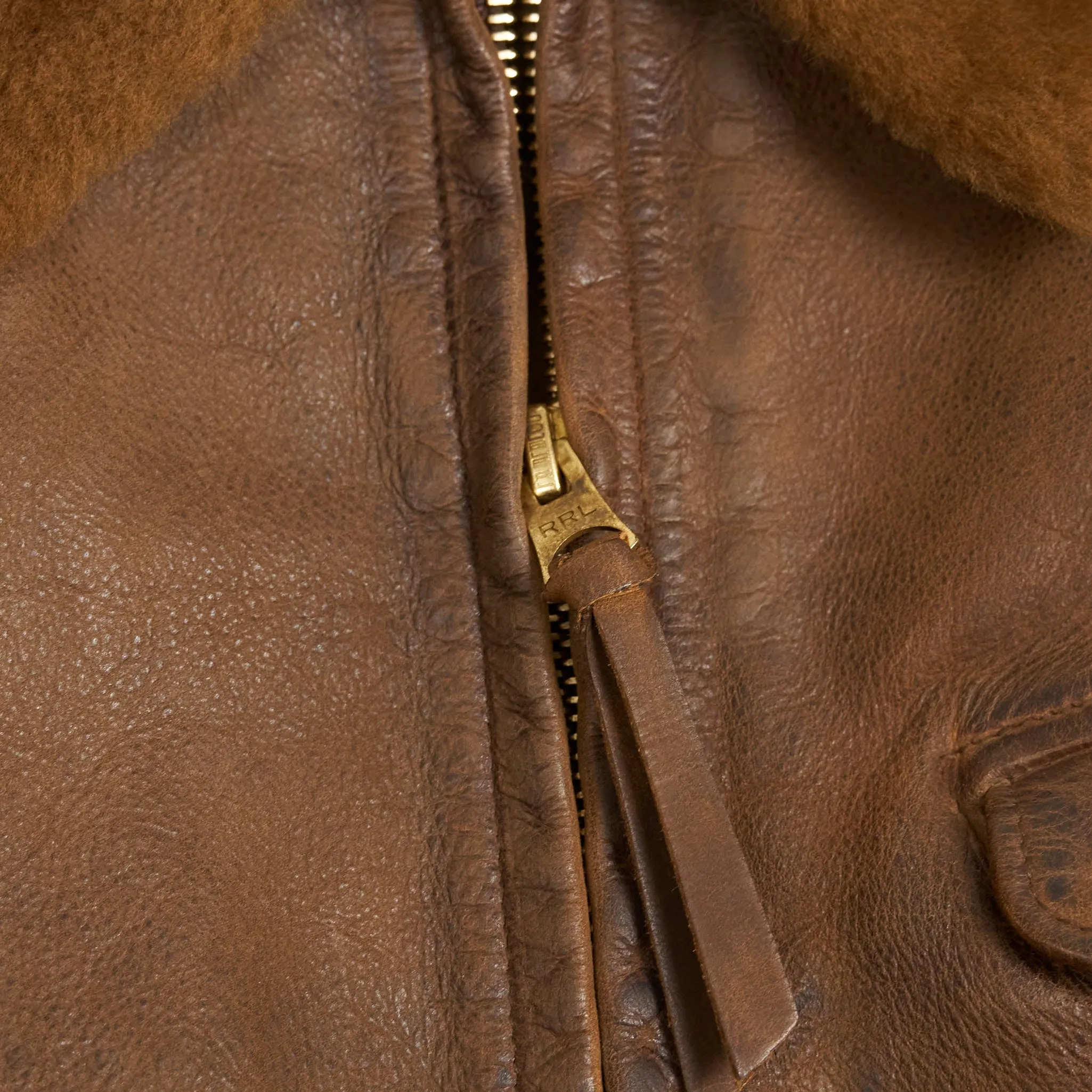 Double RL Shearling- Collar Leather Jacket