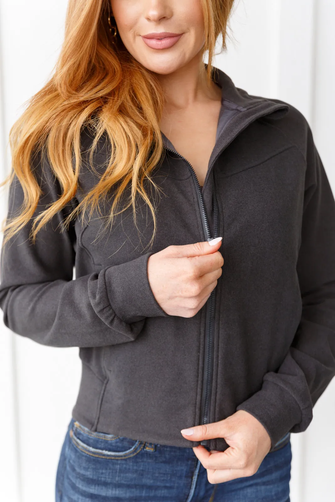 Everly Zip Up Jacket in Black