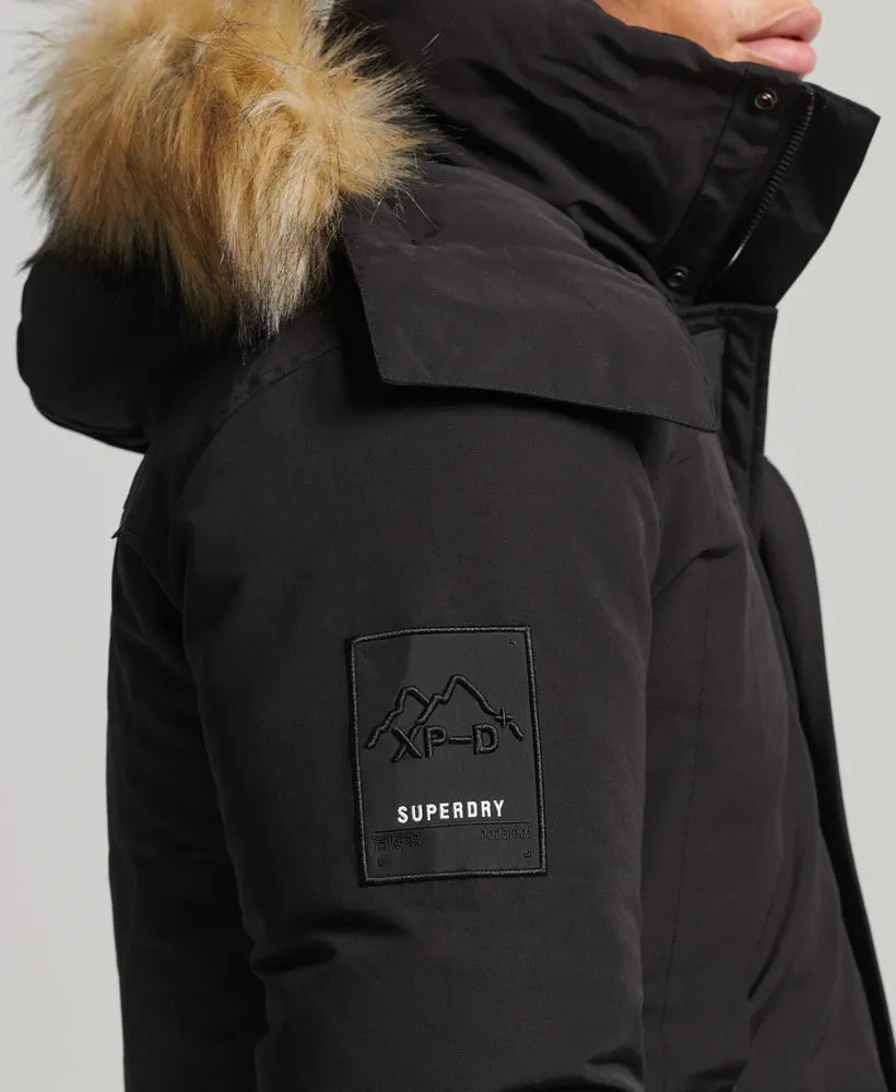 Faux Fur Hooded Everest Parka Jacket | Black