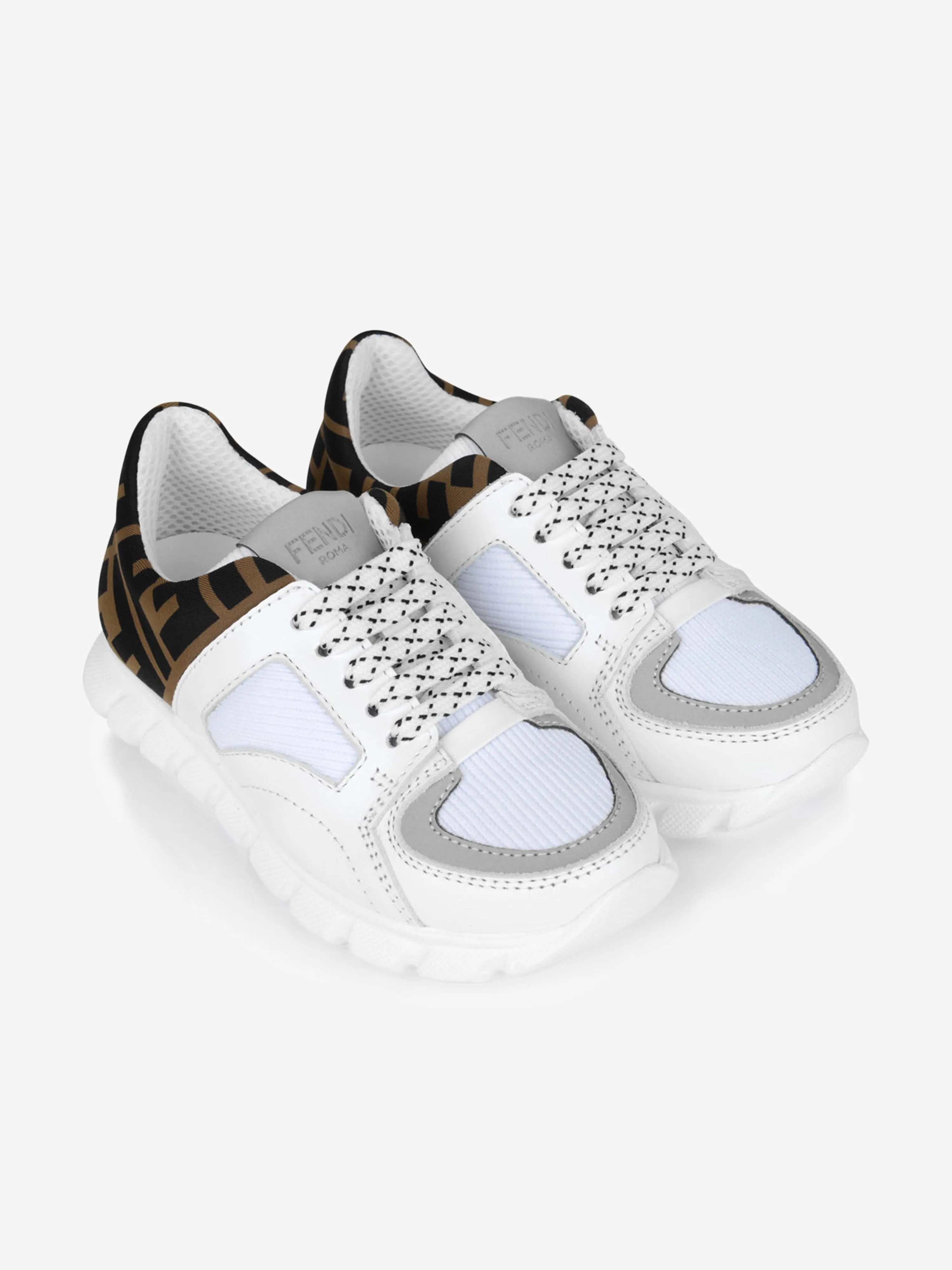 Fendi White & Brown Logo Trainers