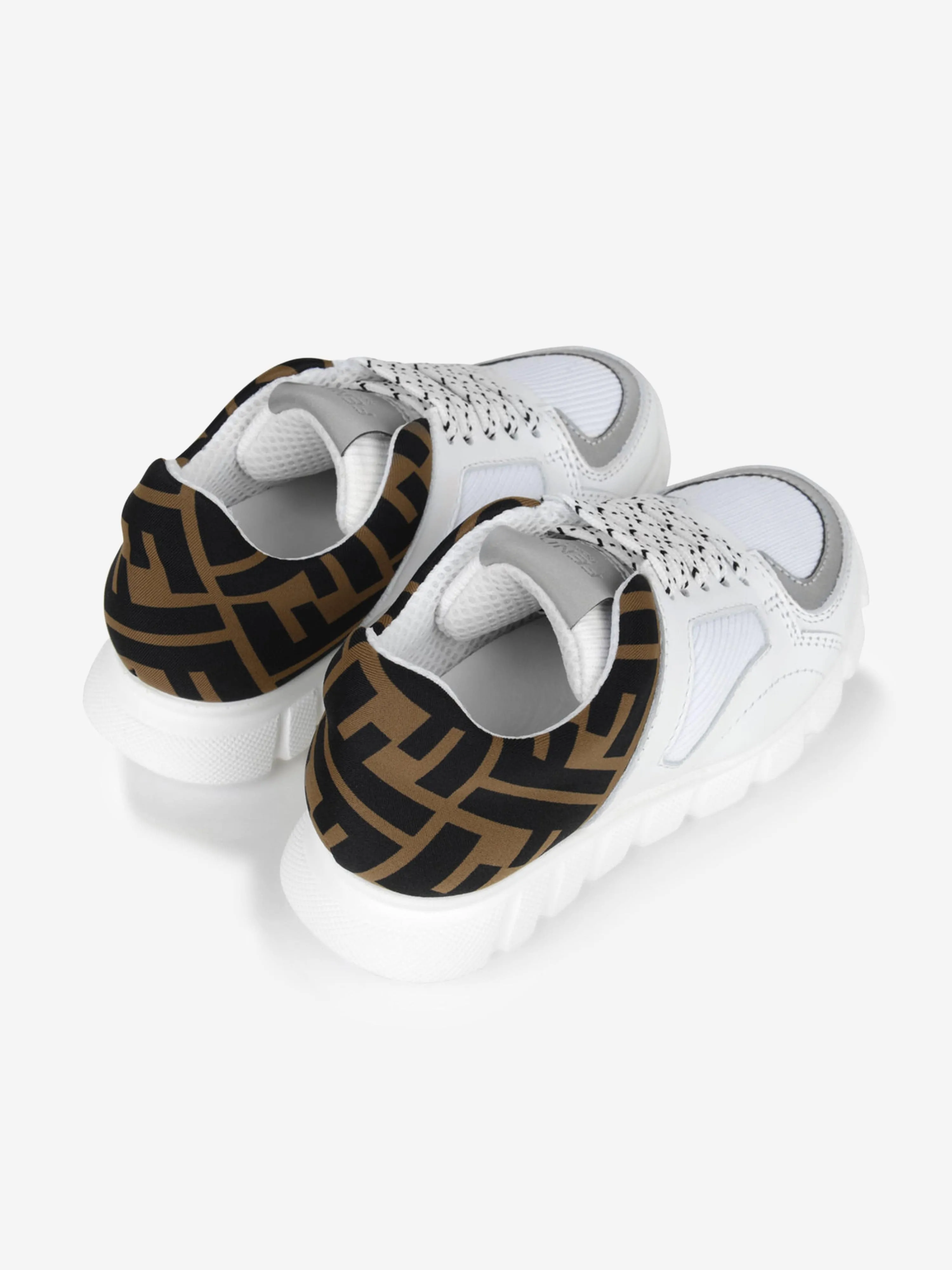 Fendi White & Brown Logo Trainers