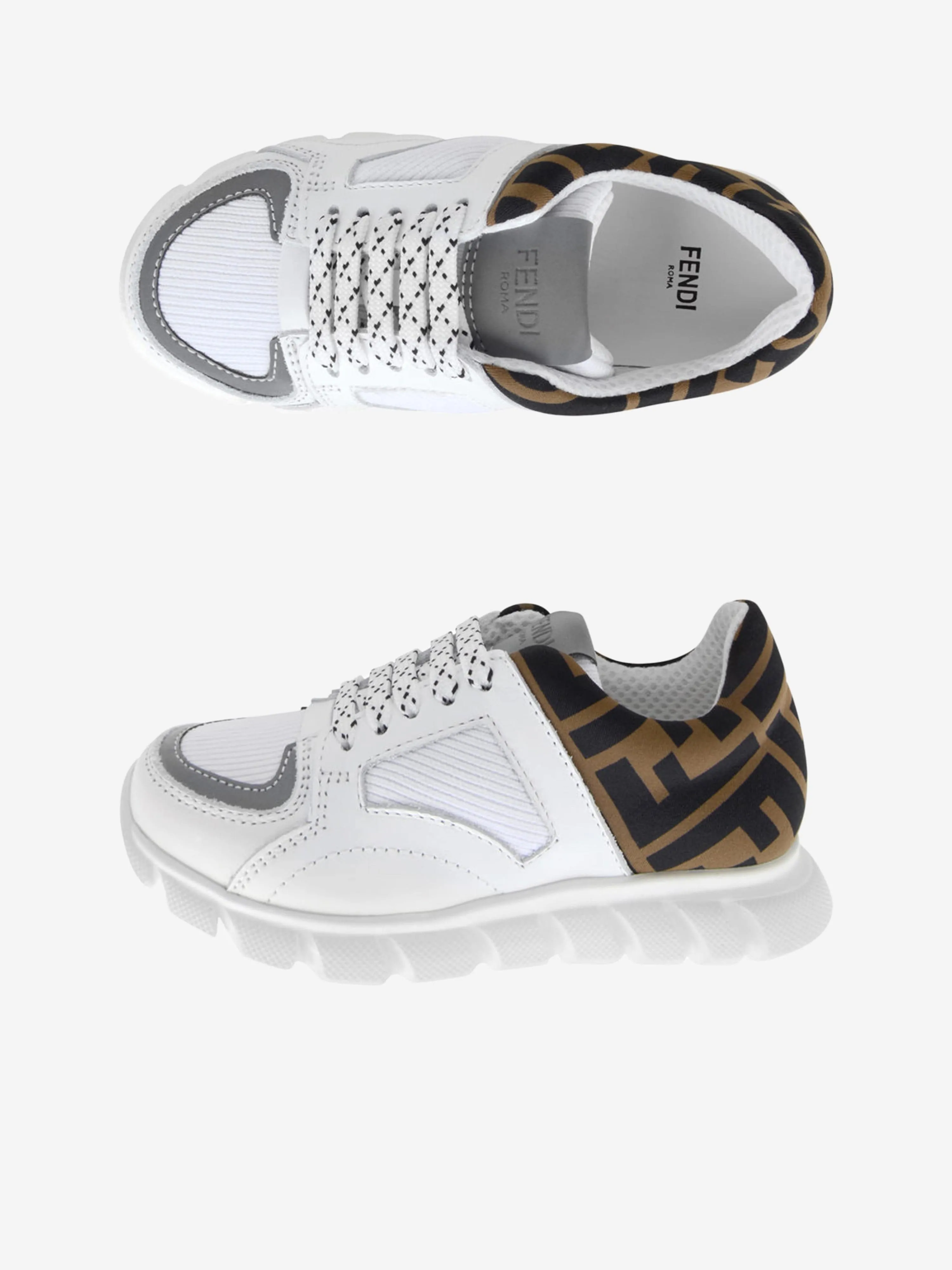 Fendi White & Brown Logo Trainers