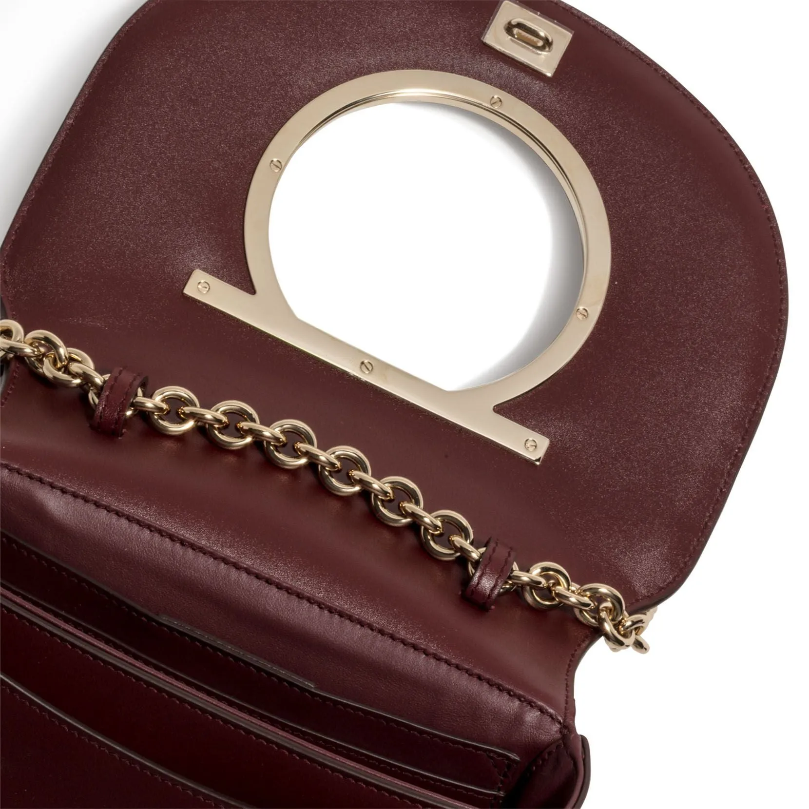 Ferragamo Margot Gancino Vela burgundy leather bag