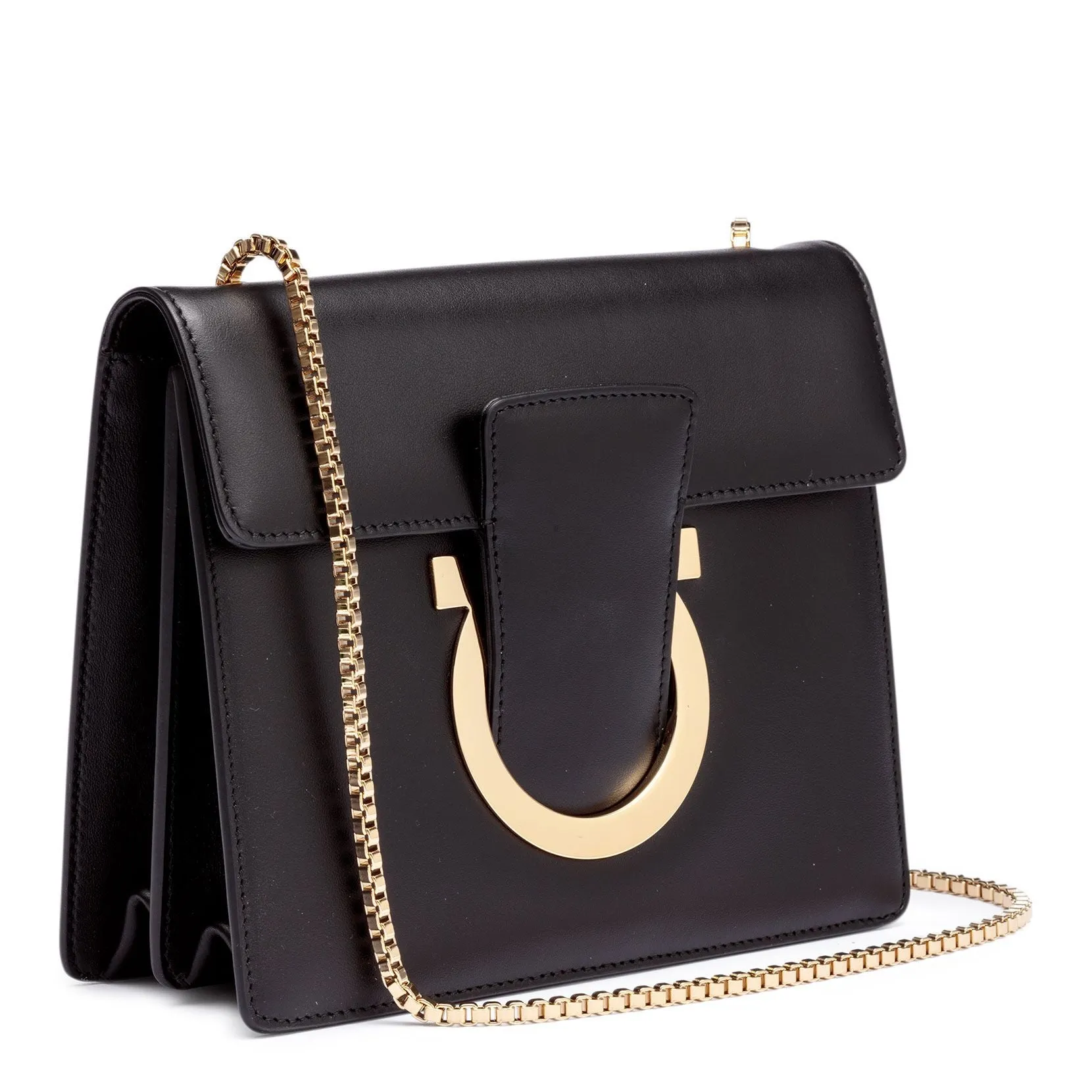 Ferragamo Thalia black leather Gancini shoulder bag