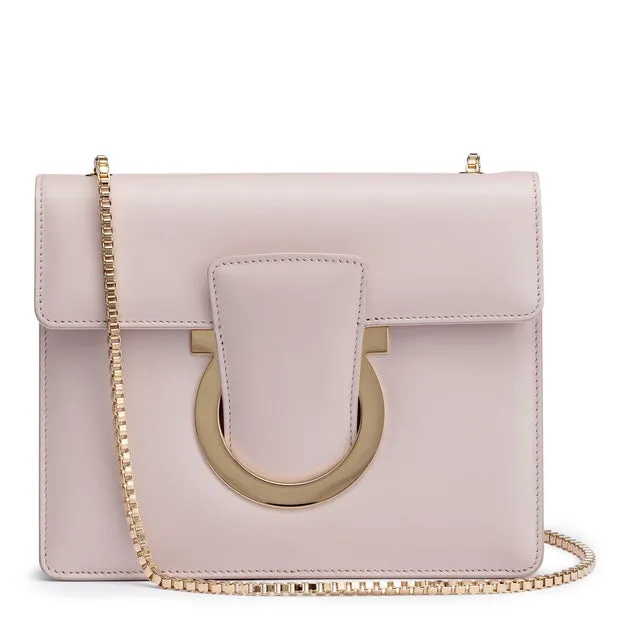 Ferragamo Thalia off-white leather Gancini shoulder bag