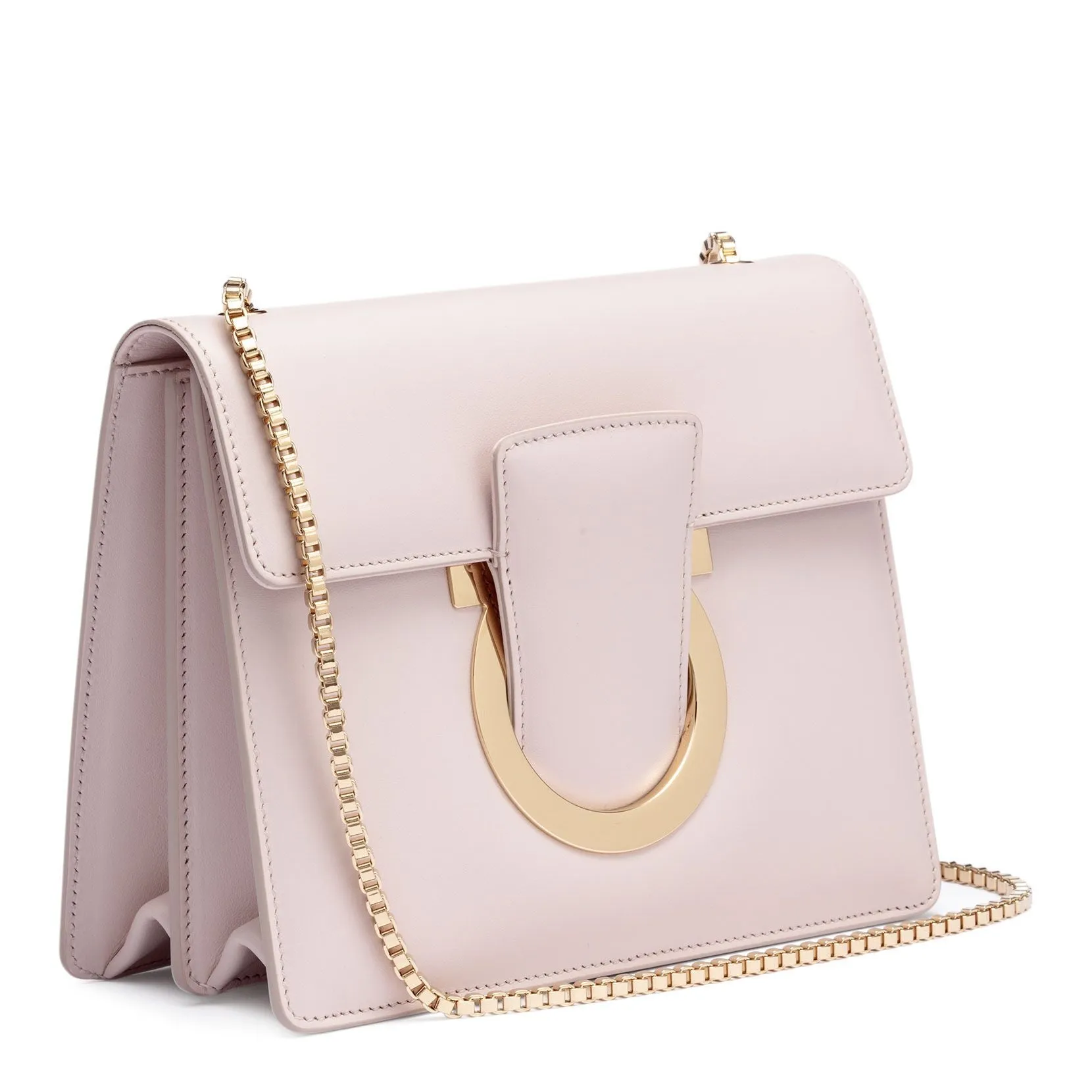 Ferragamo Thalia off-white leather Gancini shoulder bag