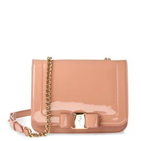 Ferragamo Vara nude patent leather shoudler bag