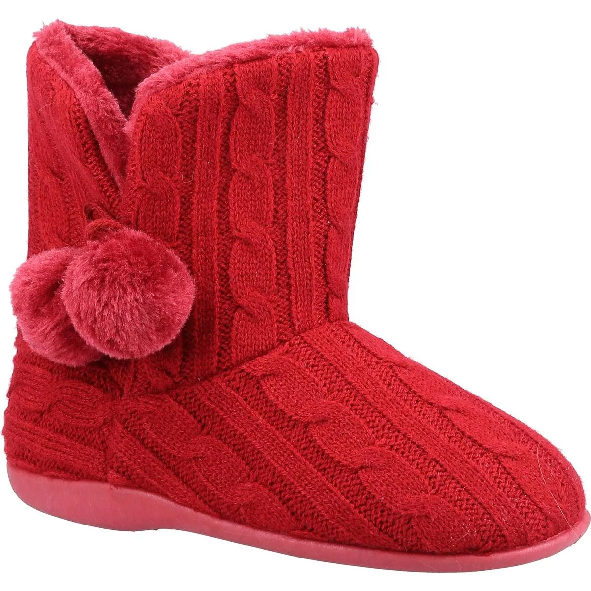 Fleet & Foster Apple Knitted Bootie Slipper Burgundy