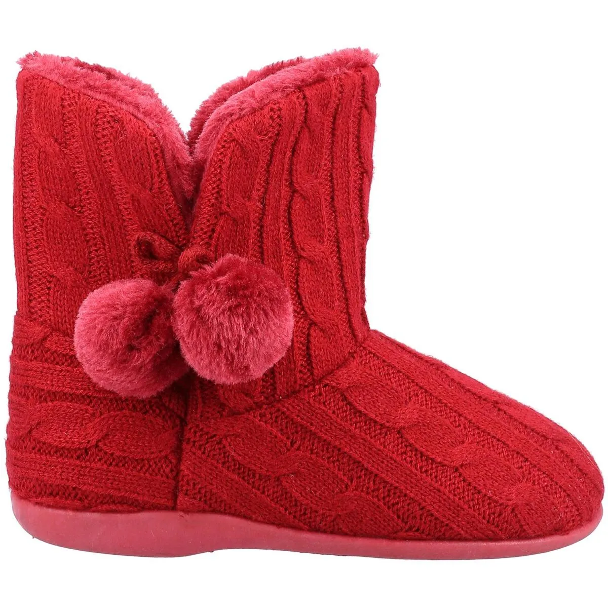 Fleet & Foster Apple Knitted Bootie Slipper Burgundy