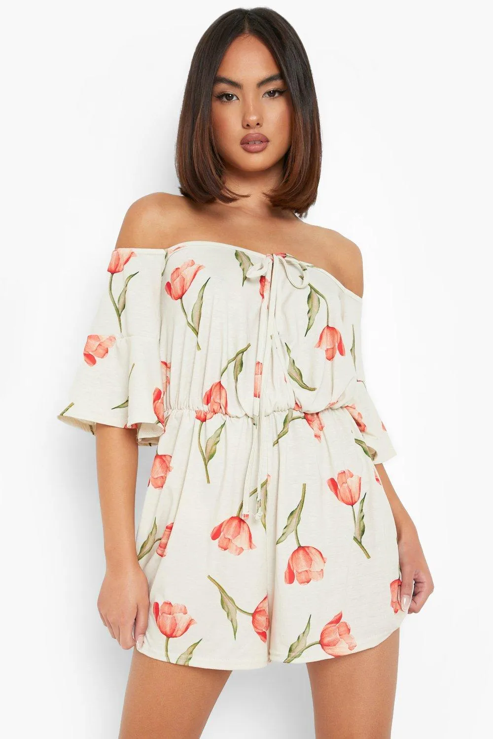 Floral Cross Front Flippy Romper