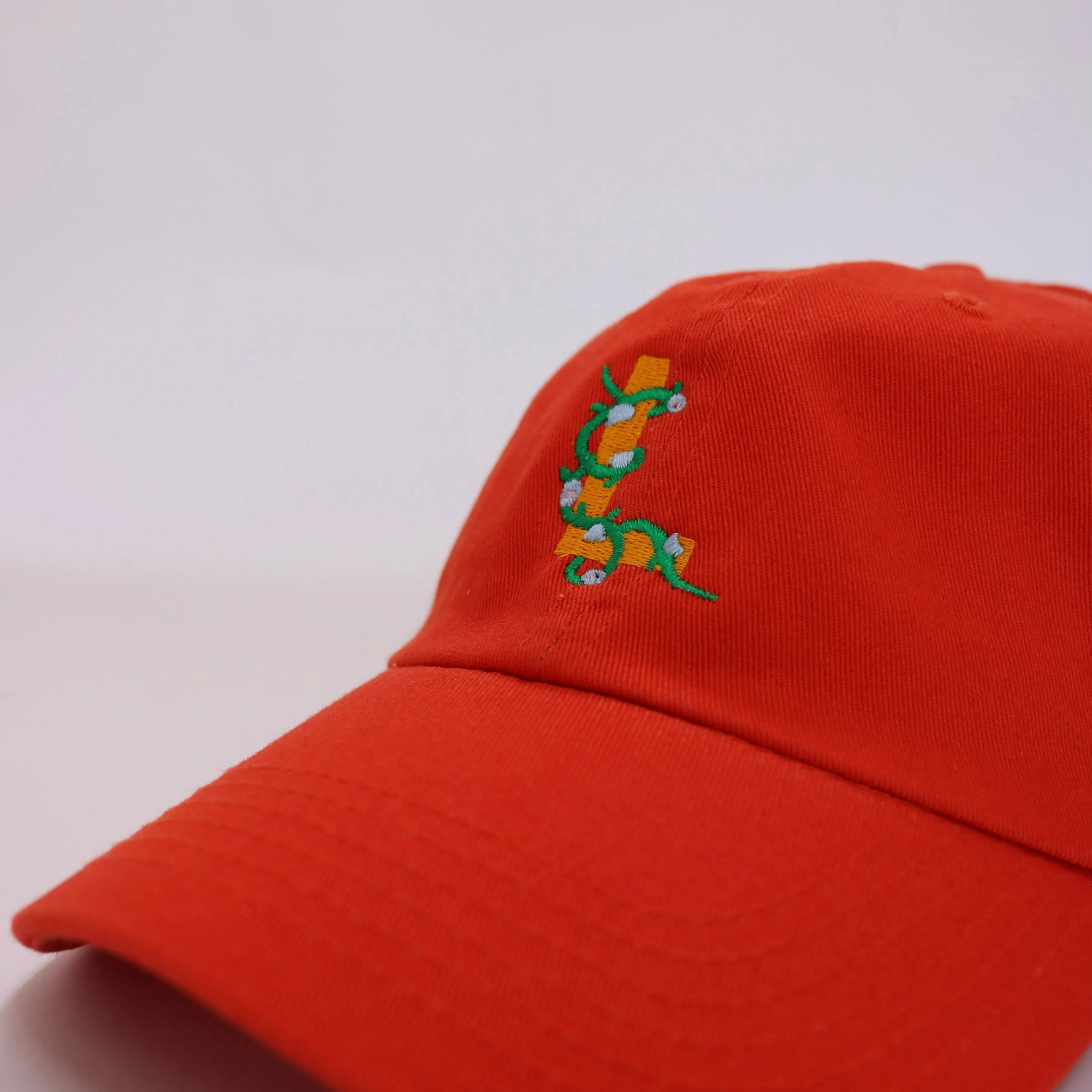 Floral Letter L Dad Hat (Orange)