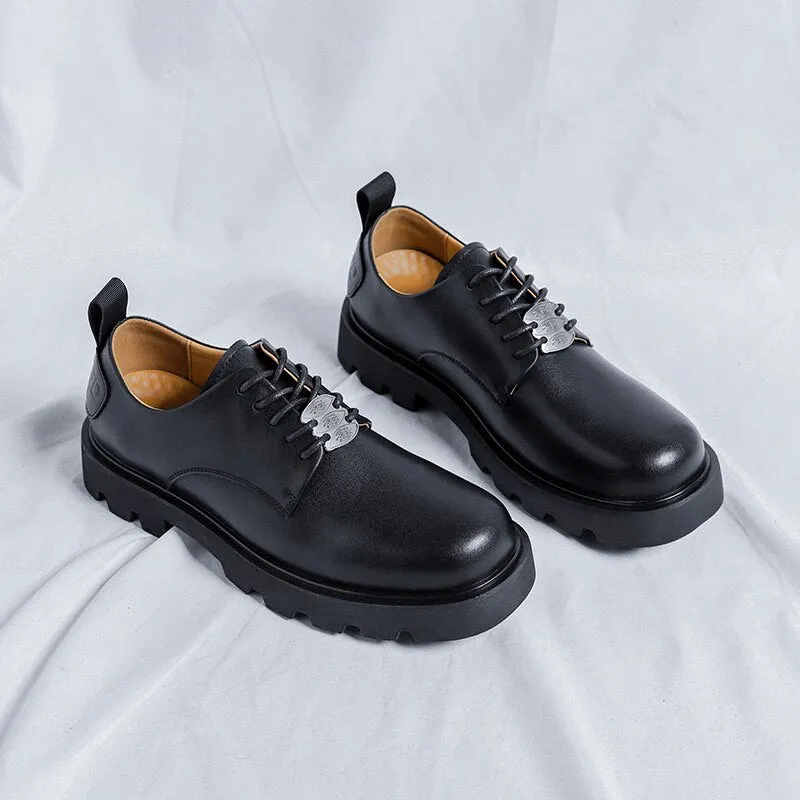 Gangseo Metal Badge Lace-up Chunky Sole Shoes