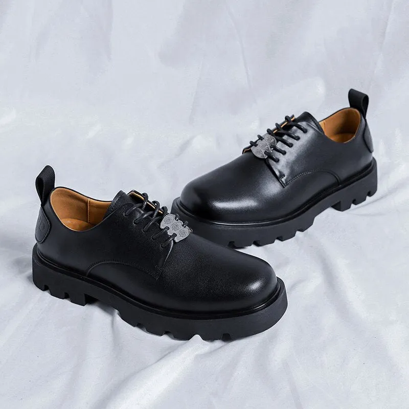 Gangseo Metal Badge Lace-up Chunky Sole Shoes