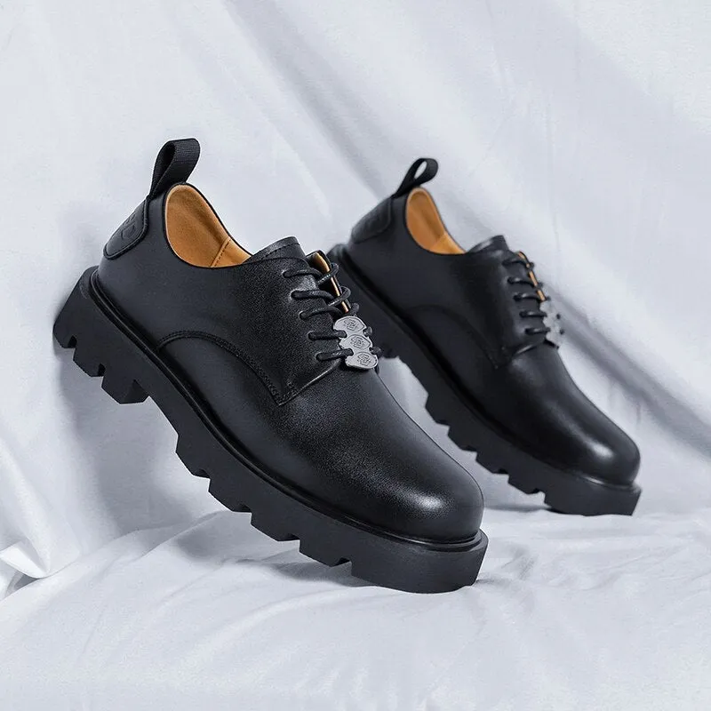 Gangseo Metal Badge Lace-up Chunky Sole Shoes