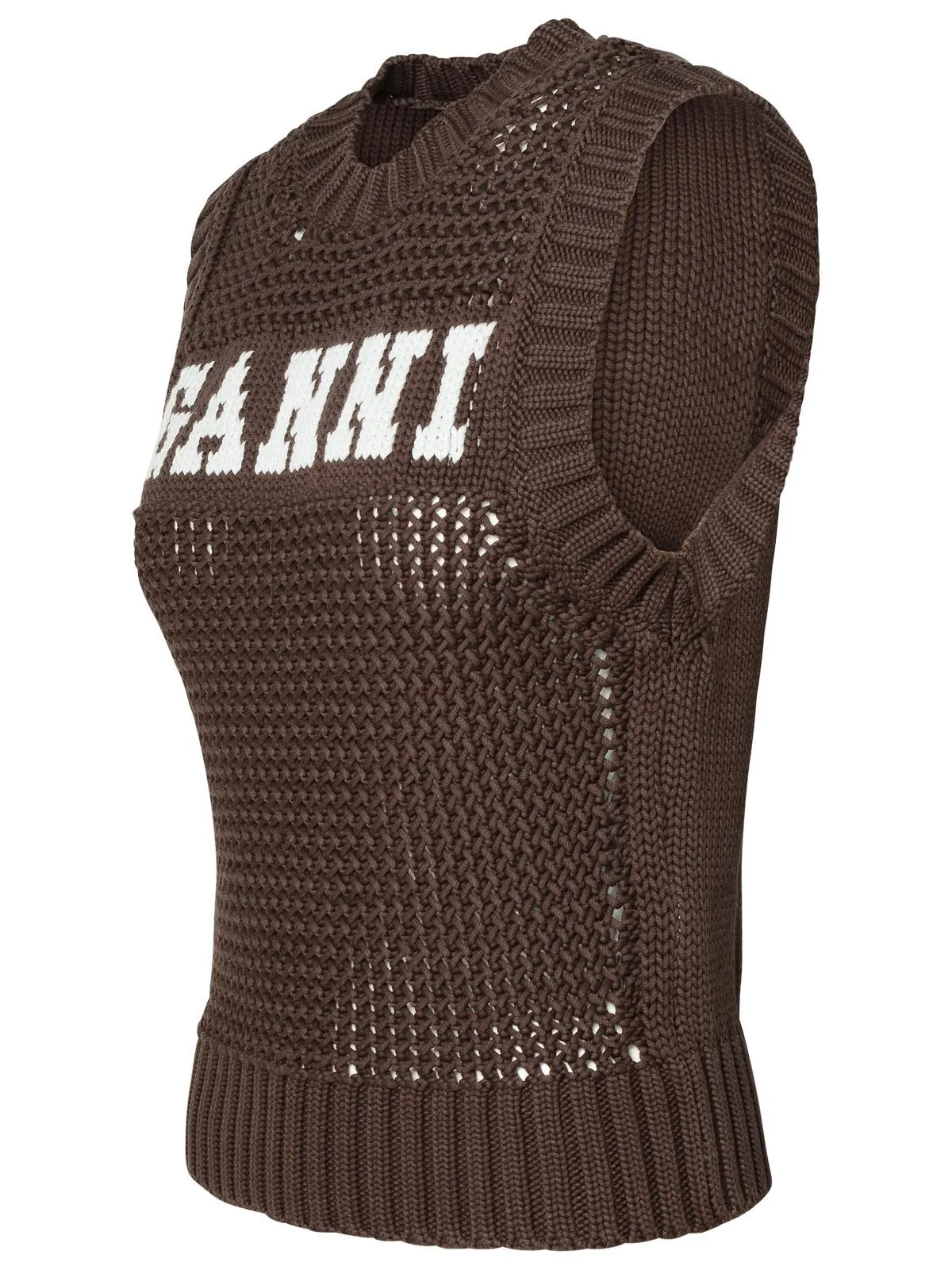 GANNI    Ganni Brown Cotton Blend Vest