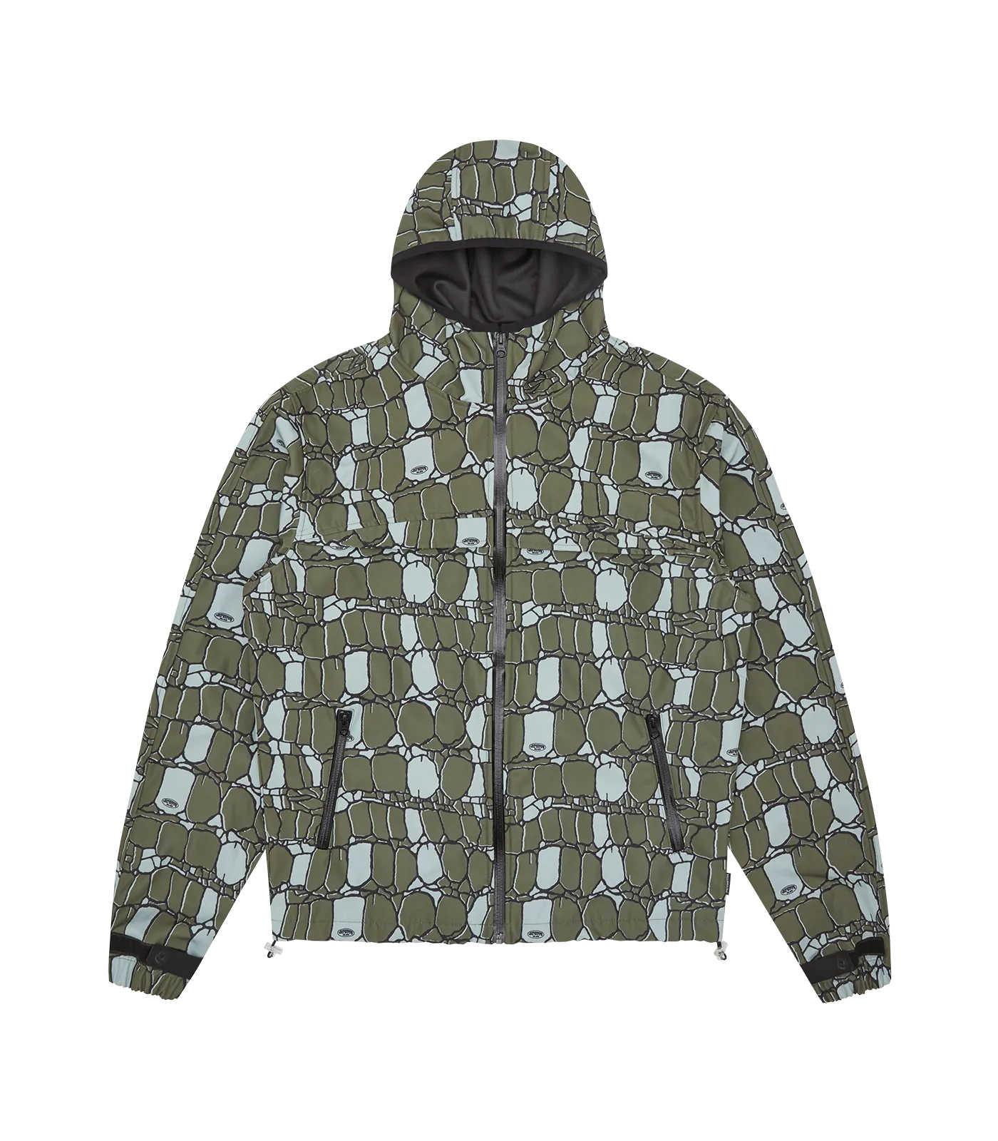 GATOR CAMO HOODED WINDBREAKER JACKET - GREEN